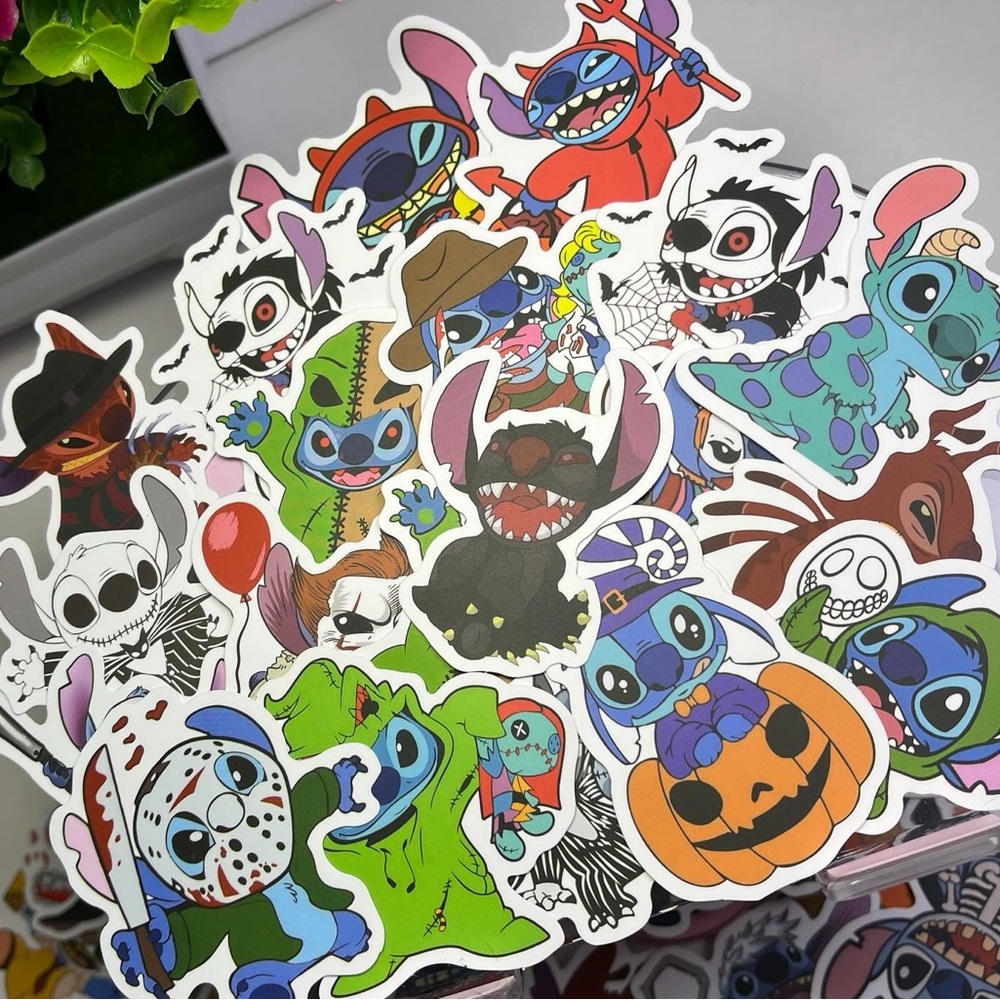 5PC Blue Multicolor Random STITCH HALLOWEEN STICKERS, HalloweenTheme Stickers